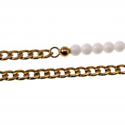 Witte Kralen Ketting Verguld RVS Cubaanse lketting met Agaatstenen