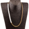 Witte Kralen Ketting Verguld RVS Cubaanse lketting met Agaatstenen