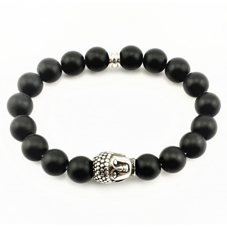 Matte Onyx Natuursteen Armband met Boeddha