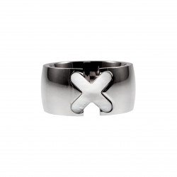 Brede Ring Dames - Roestvrij Staal - Ring met Parelmoer - X-Desing