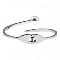 Bangle Dames - Roestvrij Staal - Open Armband met Parel en Zirkonias