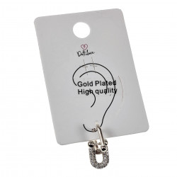 Dames U-Oorbel met Cz Oorbel met U-Vormige Hanger 14K Witgoud Verguld