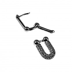 Dames U-Oorbel met Cz Oorbel met U-Vormige Hanger 14K Witgoud Verguld