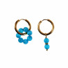 ∅19mm Oorringen met Turquoise Kattenoog Steen Hangers Verguld RVS