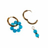 ∅19mm Oorringen met Turquoise Kattenoog Steen Hangers Verguld RVS