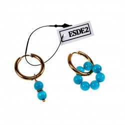 ∅19mm Oorringen met Turquoise Kattenoog Steen Hangers Verguld RVS