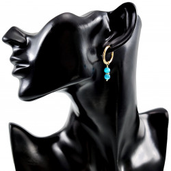 ∅19mm Oorringen met Turquoise Kattenoog Steen Hangers Verguld RVS