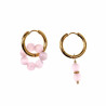 ∅19mm Oorringen met Roze Kattenoog Steen Hangers Verguld RVS