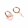 ∅19mm Oorringen met Roze Kattenoog Steen Hangers Verguld RVS