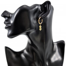 ∅19mm Oorringen Dames - Gele kattenoog Natuursteen - Verguld RVS - Oorbellen met Kralen Hangers