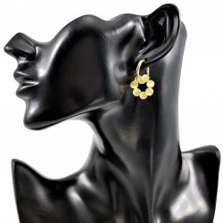 ∅19mm Oorringen Dames - Gele kattenoog Natuursteen - Verguld RVS - Oorbellen met Kralen Hangers
