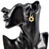 ∅19mm Oorringen Dames - Gele kattenoog Natuursteen - Verguld RVS - Oorbellen met Kralen Hangers