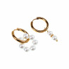 ∅19mm Dames Oorringen met Witte Kristallen Kralen Hangers Verguld RVS