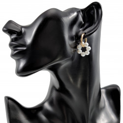 ∅19mm Dames Oorringen met Witte Kristallen Kralen Hangers Verguld RVS