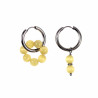 ∅19mm Dames Oorringen met Gele Kattenoog Natuursteen Hangers RVS