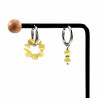 ∅19mm Dames Oorringen met Gele Kattenoog Natuursteen Hangers RVS