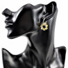 ∅19mm Dames Oorringen met Gele Kattenoog Natuursteen Hangers RVS