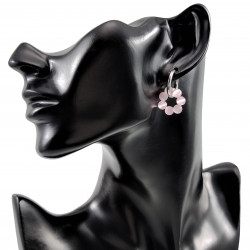 ∅19mm Dames Oorringen met Roze Kattenoog Natuursteen Hangers RVS