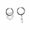 ∅19mm Oorringen Dames - Witte Kattenoog Natuursteen - RVS - Oorbellen met Kralen Hangers