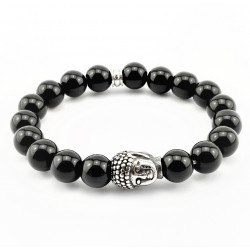 Glanzende Onyx Natuursteen Armband met Boeddha