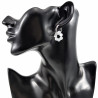 ∅19mm Oorringen Dames - Witte Kattenoog Natuursteen - RVS - Oorbellen met Kralen Hangers