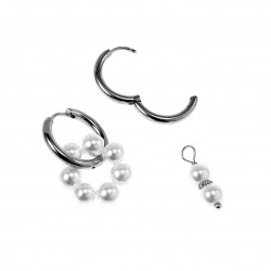 ∅19mm Oorringen Dames - Witte Kristallen Kralen - RVS - Oorbellen met Kralen Hangers