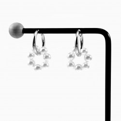 ∅19mm Oorringen Dames - Witte Kristallen - Roestvrij staal - Oorbellen met Donut Hangers