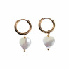 ∅14mm Dames Oorringen met Hart Parelmoer Schelp - Verguld RVS