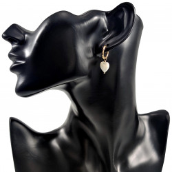 ∅14mm Dames Oorringen met Hart Parelmoer Schelp - Verguld RVS