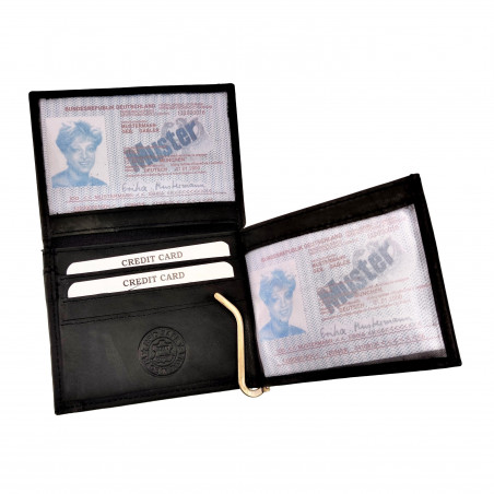 Portemonnee Geldclip Heren Pasjeshouder RFID Compact Zwarte Leer