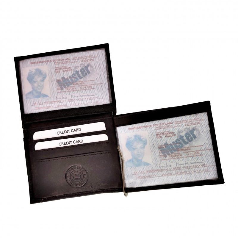 Portemonnee Geldclip Heren Pasjeshouder RFID Compact Donkerbruin Leer Portemonnee Geldclip Heren Pasjeshouder RFID Compact Donkerbruin Leer
