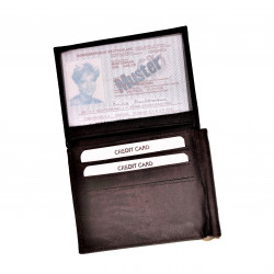 Portemonnee Geldclip Heren Pasjeshouder RFID Compact Donkerbruin Leer