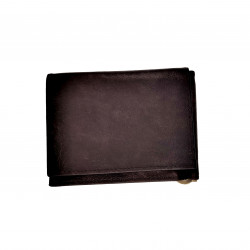 Portemonnee Geldclip Heren Pasjeshouder RFID Compact Donkerbruin Leer