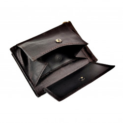 Portemonnee Geldclip Heren Pasjeshouder RFID Compact Donkerbruin Leer