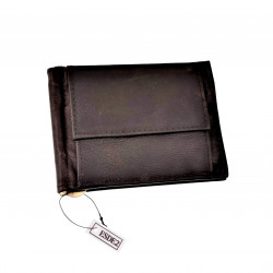 Portemonnee Geldclip Heren Pasjeshouder RFID Compact Donkerbruin Leer