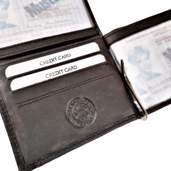 Portemonnee Geldclip Heren Pasjeshouder RFID Compact Donkerbruin Leer