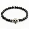 Glanzende Natuursteen Onyx Armband met Schedel