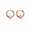 ∅18mm Oorringen met Donut Roze Kwarts stenen Hangers Verguld RVS