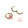∅18mm Oorringen met Donut Roze Kwarts stenen Hangers Verguld RVS