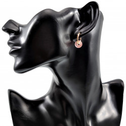 ∅18mm Oorringen met Donut Roze Kwarts stenen Hangers Verguld RVS