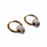 ∅16mm Oorringen met Witte Howliet Stenen - Verguld Stalen - Dames Oorbellen met Donut Hangers
