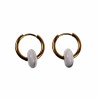 ∅16mm Oorringen met Witte Howliet Stenen - Verguld Stalen - Dames Oorbellen met Donut Hangers