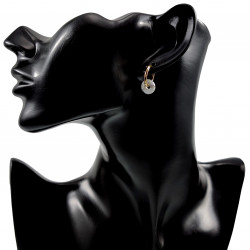 ∅16mm Oorringen met Witte Howliet Stenen - Verguld Stalen - Dames Oorbellen met Donut Hangers
