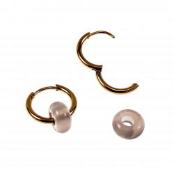 ∅18mm Oorringen met Donut Grijze Agaat Stenen Hangers Verguld RVS