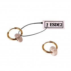 ∅18mm Oorringen met Donut Grijze Agaat Stenen Hangers Verguld RVS
