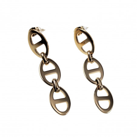 Lange Oorbellen van Ovale Schakelsketting Dames - Verguld RVS