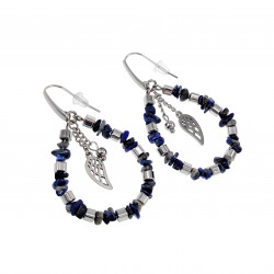 Lange Oorbellen Dames - Lapis Lazuli Stenen - RVS - Kralen Oorbellen - Druppel Oorbellen met Hangers
