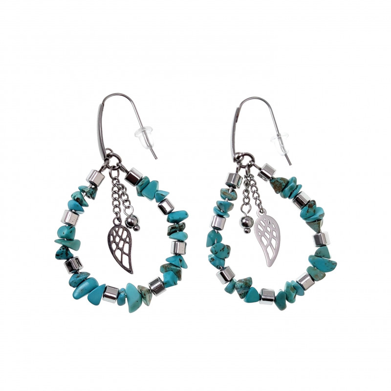 Lange Oorbellen Dames Turquoise Stenen Verguld RVS Druppel Oorbellen Lange Oorbellen Dames Turquoise Stenen Verguld RVS Druppel Oorbellen