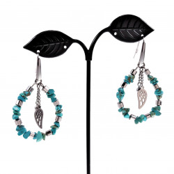 Lange Oorbellen Dames Turquoise Stenen Verguld RVS Druppel Oorbellen