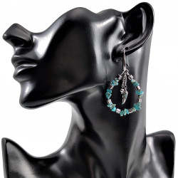 Lange Oorbellen Dames Turquoise Stenen Verguld RVS Druppel Oorbellen
